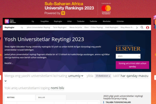 NamMQI Young Universities Ranking xalqaro reytingida e'tirof etildi