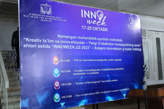 NamMQIda «Kreativ ta'lim va innovasiyalar—Yangi O‘zbekiston taraqqiyotining asosi» shiori ostida «Innoweek.uz.2023» xalqaro innovasion g‘oyalar haftaligi boshlandi