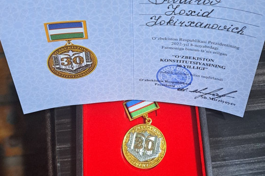 The senior teacher of the Department of Information Systems and Technologies was awarded the badge "30 years of the Constitution of the Republic of Uzbekistan"