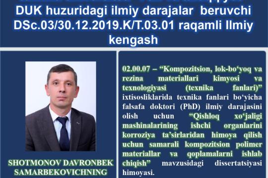 Dissertatsiyasi himoyasi